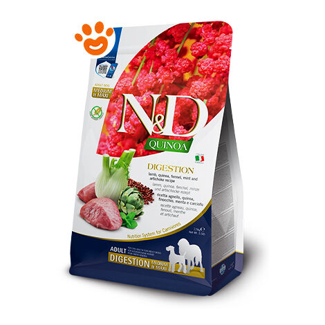 Farmina Dog N&ampD Quinoa Digestion Adult Medium Maxi Agnello  - Farmina Dog N&ampD Quinoa Digestion Adult Medium Maxi Agnello - Sacco Da 2,5 Kg