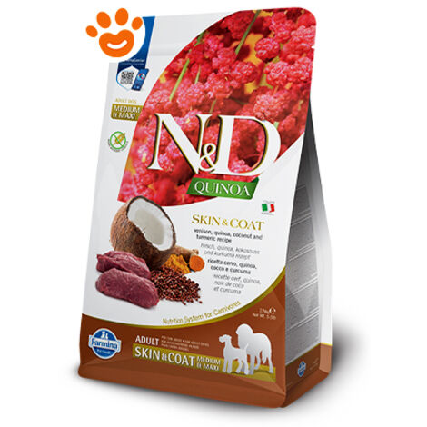 Farmina Dog N&D Quinoa Skin&Coat Medium Maxi Cervo - Farmina Dog N&D Quinoa Skin&Coat Medium Maxi Cervo - Sacco Da 2,5 Kg