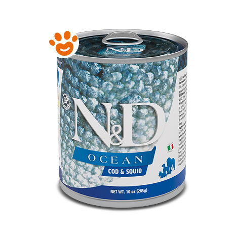 Farmina Dog N&D Ocean Adult Merluzzo e Calamari  - Farmina Dog N&D Ocean Adult Merluzzo e Calamari - Lattina Da 285 Gr