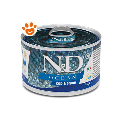 Farmina Dog N&D Ocean Adult Mini Merluzzo e Calamari  - Farmina Dog N&D Ocean Adult Mini Merluzzo e Calamari - Lattina Da 140 Gr
