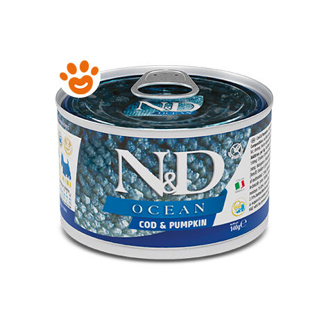 Farmina Dog N&D Ocean Adult Mini Merluzzo e Zucca  - Farmina Dog N&D Ocean Adult Mini Merluzzo e Zucca - Lattina Da 140 Gr