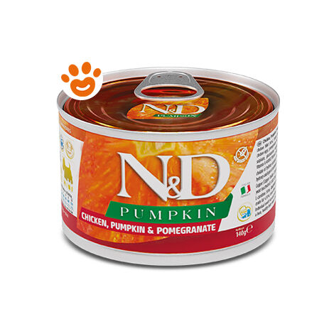 Farmina Dog N&D Pumpkin Adult Mini Pollo, Zucca e Melograno  - Farmina Dog N&D Pumpkin Adult Mini Pollo, Zucca e Melograno - Lattina Da 140 Gr