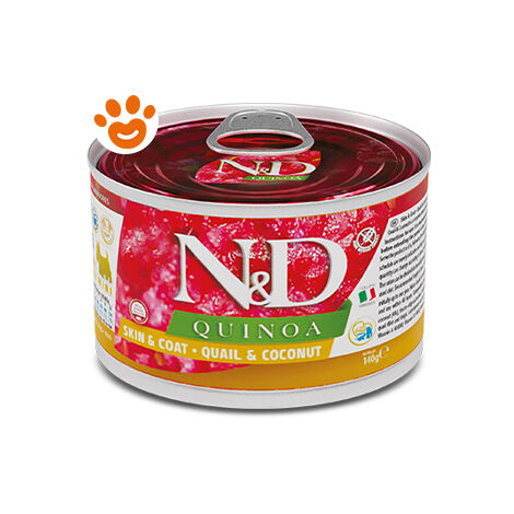 Farmina Dog N&D Quinoa Skin & Coat Adult Mini Quaglia e Cocco  - Lattina Da 140 Gr