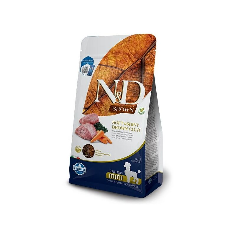 N&d Brown Dog Agneau, Spiruline&Carotte Adult Mini - nourriture sèche pour chien - 2 kg - Farmina
