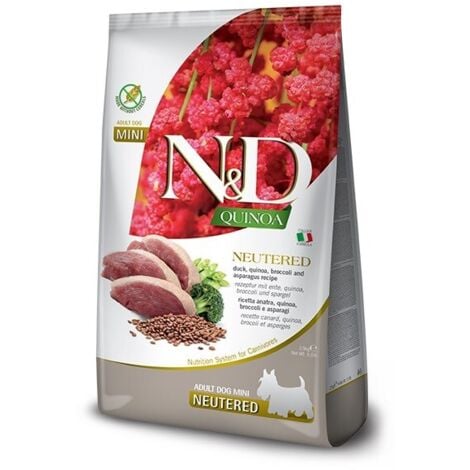 FARMINA N&D QUINOA CHIEN CANARD ET BROCOLI CASTRIFIÉ 2,5 kg