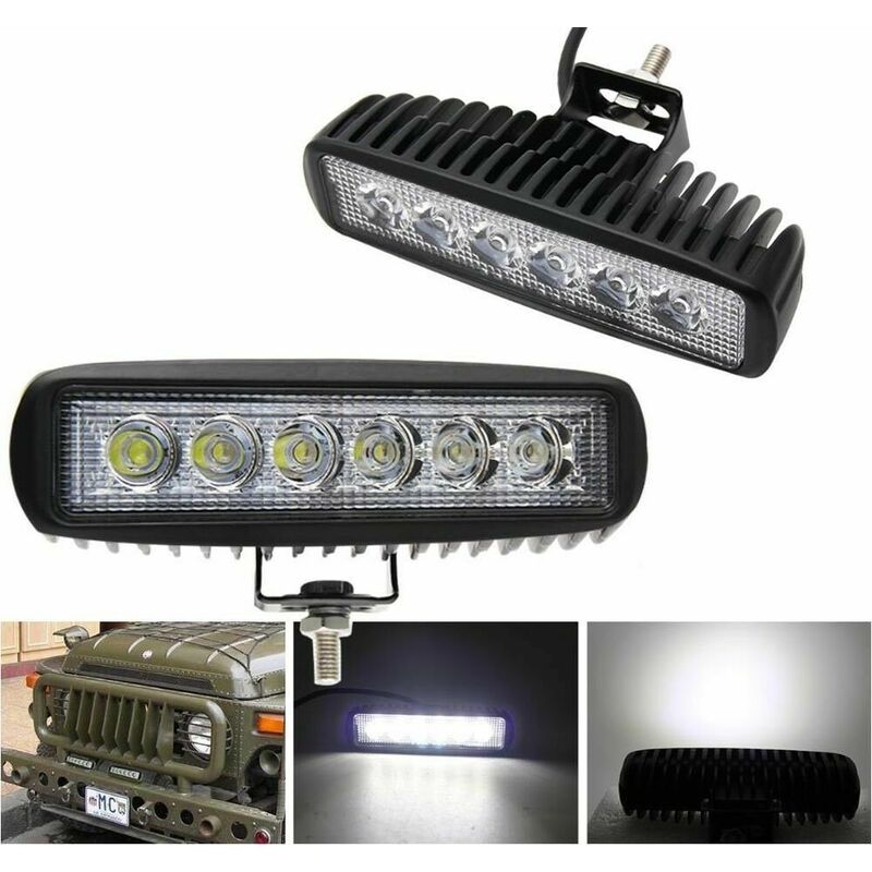 Image of Faro 6 Led Lampada Supplementare Profondita x Auto Jeep Fuoristrada 12v 18w Ip68