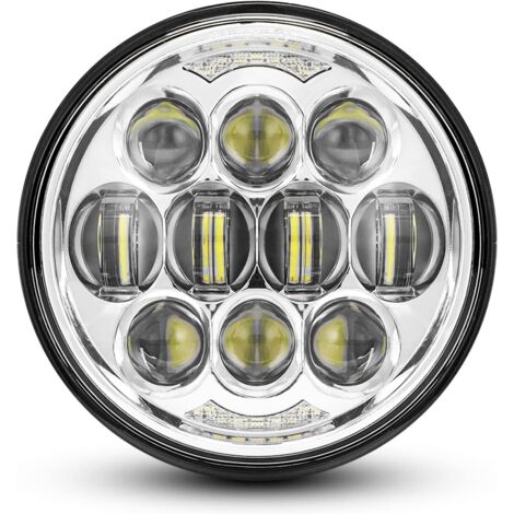 Faro anteriore a LED rotondo da 5,75" e 5-3/4" da 80 W, approvato DOT, compatibile con Dyna Street Bob, Super Wide Glide Low Rider Night Stem Train, Softail Deuce Custom Sportster Iron 883, argento