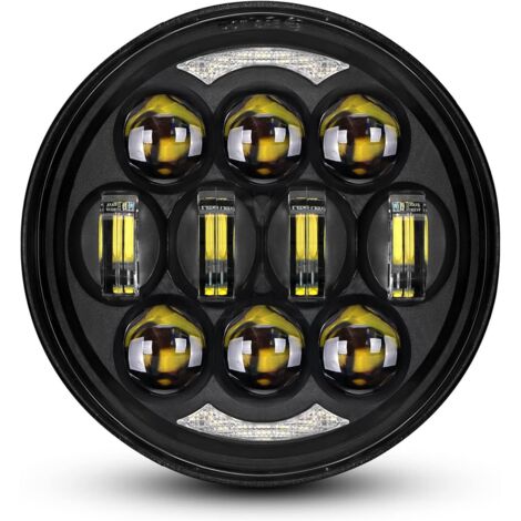 Faro anteriore a LED rotondo da 5,75" e 5-3/4" da 80 W, approvato DOT, compatibile con Dyna Street Bob, Super Wide Glide Low Rider Night Stem Train, Softail Deuce Custom Sportster Iron 883, nero