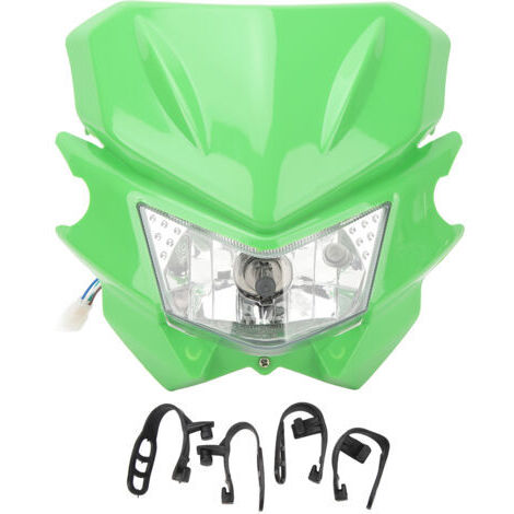 Faro anteriore per moto H4 con interfaccia LED impermeabile e luci diurne (DRL) per KLX 110 125 150 230 250 300 450R CRF WRF DC12V Verde