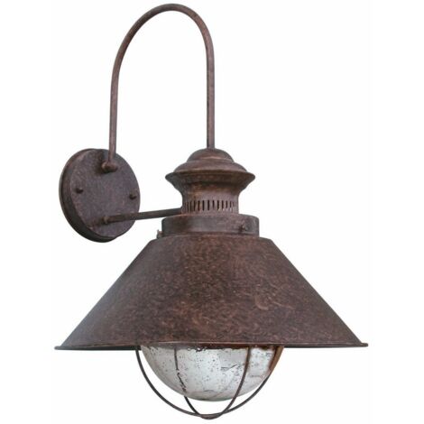 Faro Barcelona – Applique murale extérieure E27 – Métal brun rouille – Indice de protection IP33 – Fixation murale – Dimensions 34x26x28 cm