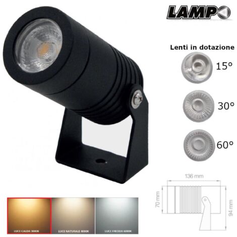 Faro Da Giardino Nero GU10 IP65 orientabile per interno ed esterno