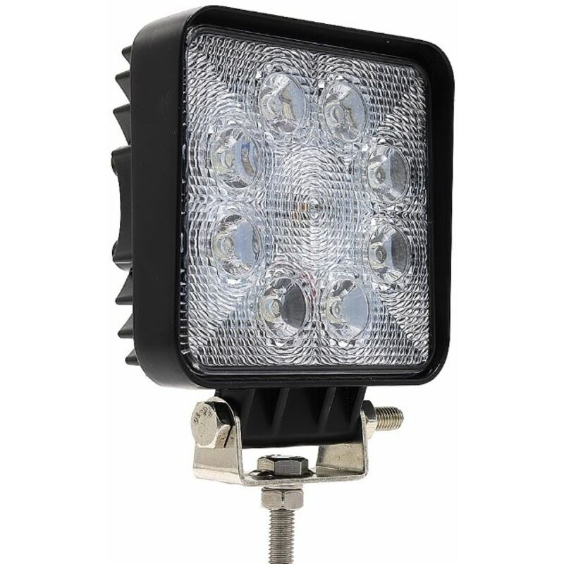 Faro da lavoro a LED quadrato 110x110 mm, 10-36V DC, 27W, 2025LM, raggio ampio/largo, 9 LED