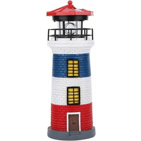 Faro decorativo, luce da giardino in stile nautico, impermeabile IP44, ad energia solare, luce notturna per patio e vialetto, faro da giardino a LED orientabile (rosso)
