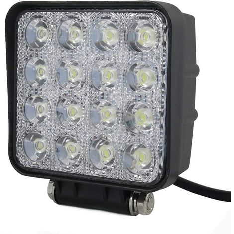 ZENCOCCO Faro Faretto 48W 16 LED Quadrato per AUTO JEEP BARCA 12V IP67