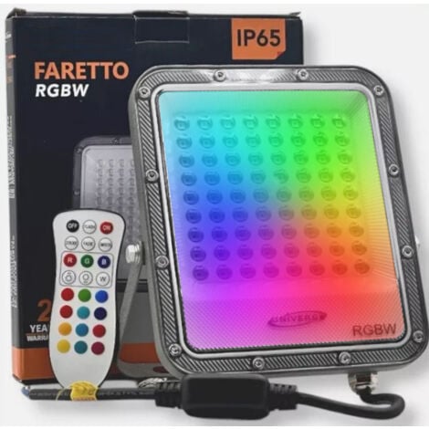 Faro Faretto a led RGBW impermeabile IP65 per esterni 25W Con Telecomando Proiettore Dimmerabile
