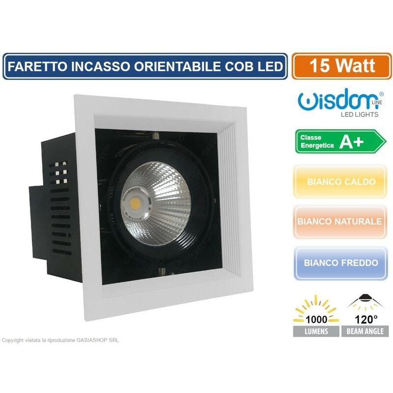 Faro faretto led cob da incasso quadrato
