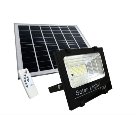 FARO FARETTO LED ENERGIA SOLARE PANNELLO CREPUSCOLARE + TELECOMANDO 100WOX