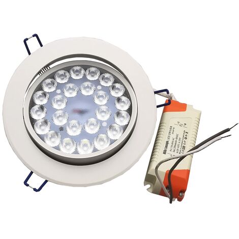 Faro faretto led incasso bianco 24w ip20 orientabile rotondo 6500k 4000k  fredda bianca 6500k