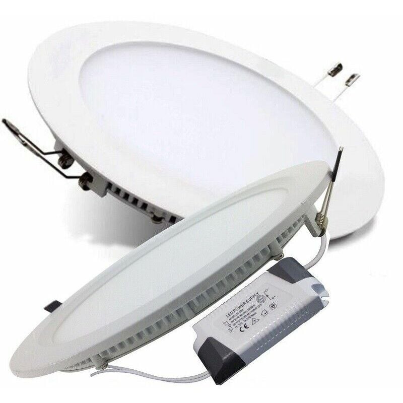 R&g - faro faretto pannello led ultra slim 24W incasso molla rotondo tondo luce calda