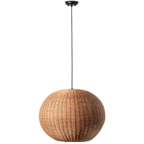 Faro HAKA Schwarz, Rattan Globe Pendelleuchte 53cm 2700K