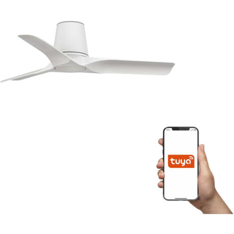 Faro Hey Tube Ventilador de techo pequeño de 3 aspas, blanco mate, sistema inteligente Tuya