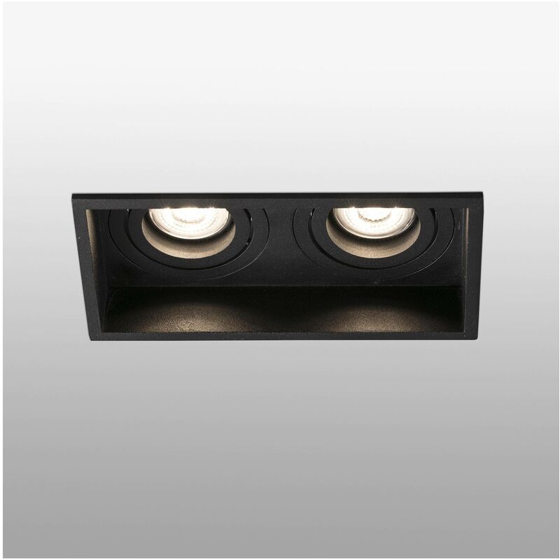 Faro Barcelona - Faro Hyde - Black Tiltable square recessed Downlight 2 Light, GU10