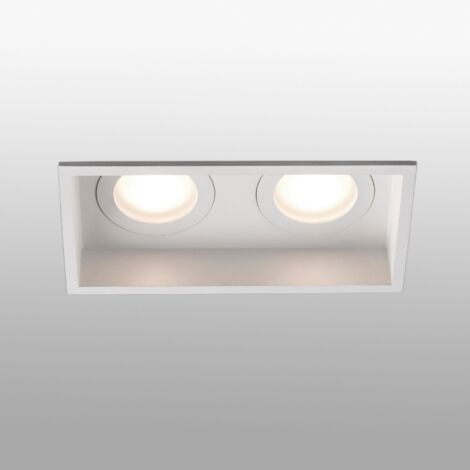 Faro Hyde - Downlight da incasso quadrato bianco 2 luci IP44, GU10