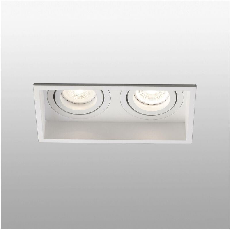 Faro Barcelona - Faro Hyde - White Tiltable square recessed Downlight 2 Light, GU10