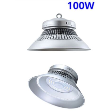 Faro Industriale Campana 100W Cappellone Silver Lampada Sospensione Luce Fredda