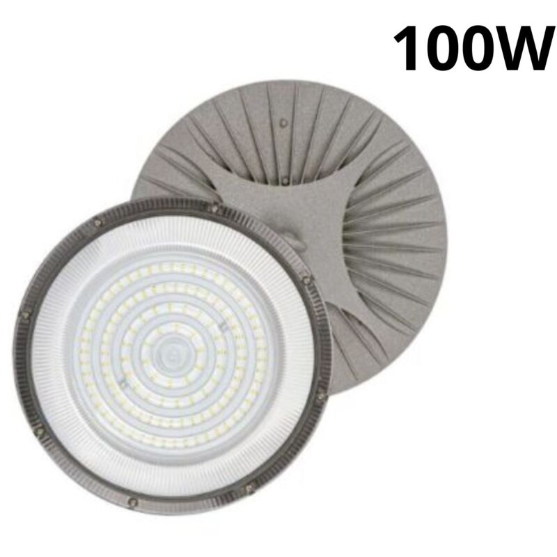 Image of Faro Industriale Led 100W Disco Rotondo ufo IP65 Plafoniera Campana dr