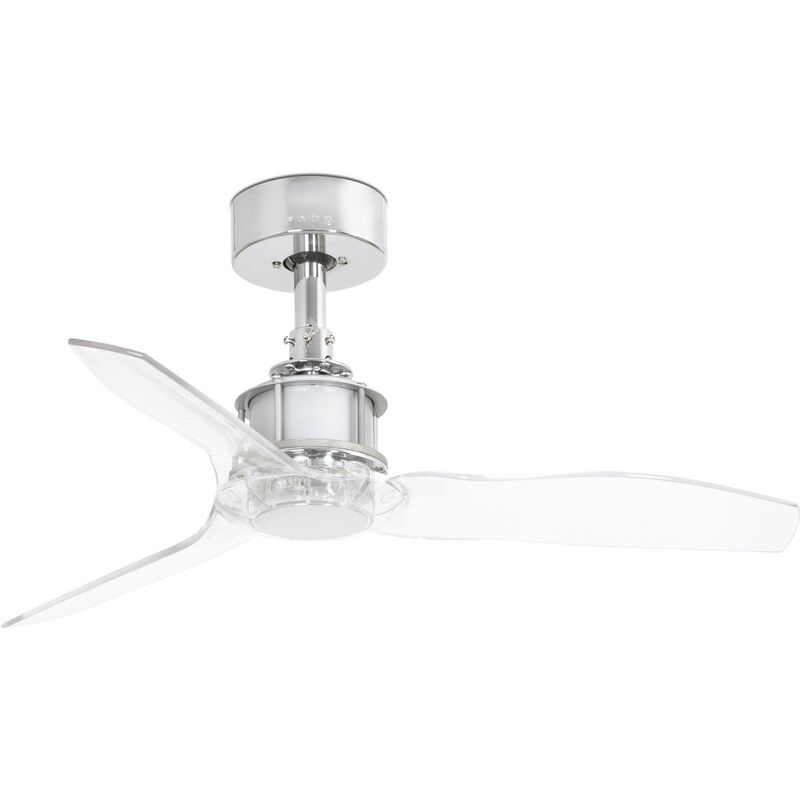Faro Lighting - Faro Just Fan Xs Chrome, Transparent ceiling fan 3 Blades 81cm