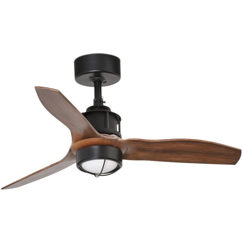

Faro Barcelona - JUST FAN Ventilador de techo negro/madera con luz - NEGRO MATE