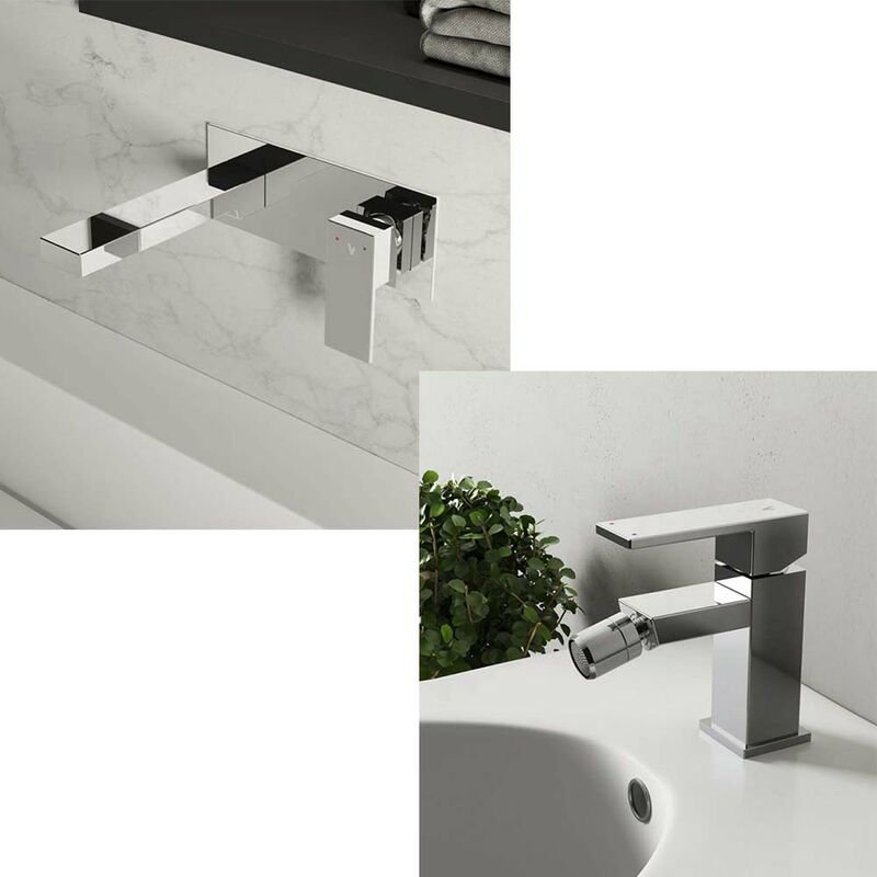 Deck Kit Miscelatore Lavabo Bidet E Vasca Con Doccia E Supporto Cromo