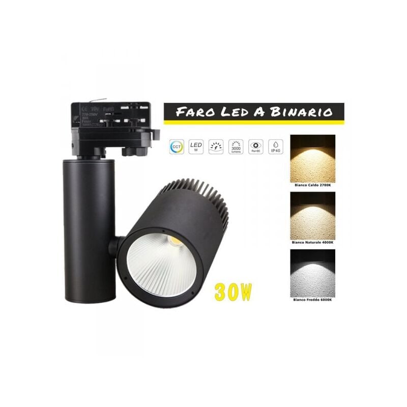 Ledlux - Faro Lampada Led a Binario 30W Trifase