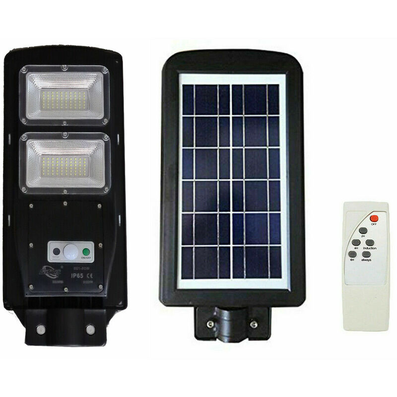 Image of R&g - faro lampione stradale led 60W pannello solare fotovoltaico telecomando 6500K
