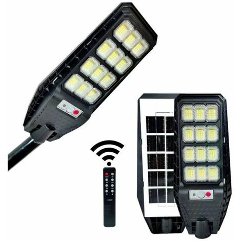 Faro lampione stradale pannello solare con sensore telecomando 144 led 200W 525