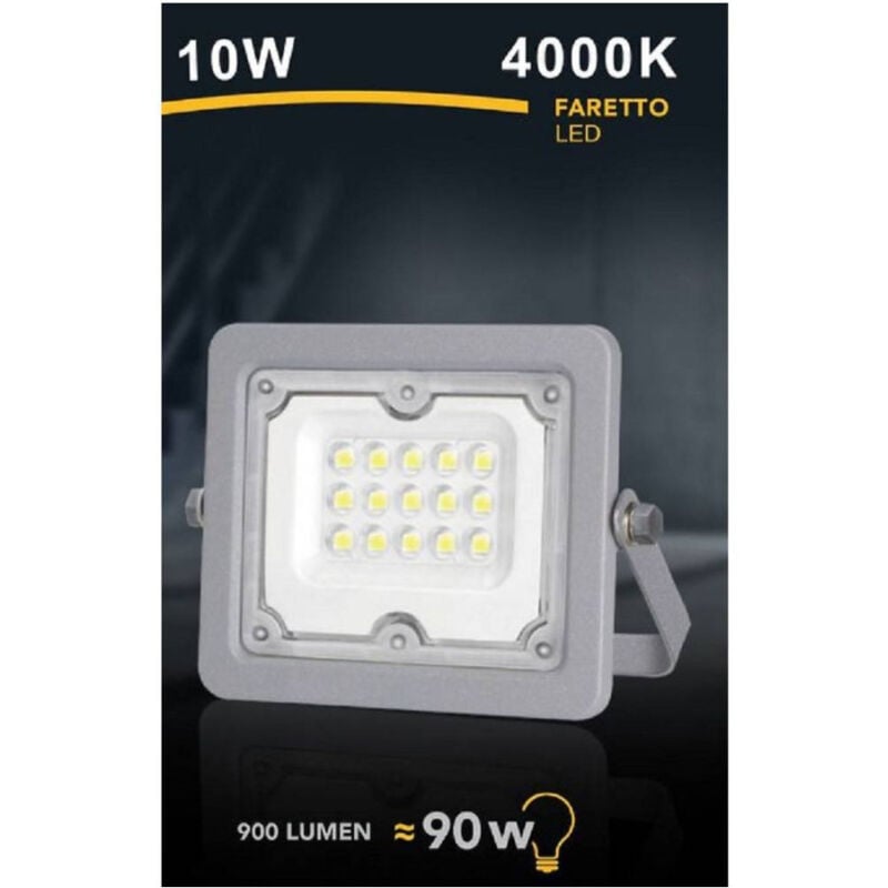 Image of Trade Shop Traesio - Faro Led 10 w Ultra Slim Grigio Esterno Ip65 Luce Frossoda Naturale Calda Fs10w-g - -Bianco Naturale -