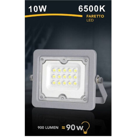 Faro Led 10 W Ultra Slim Grigio Esterno Ip65 Luce Fredda Naturale Calda Fs10w-g