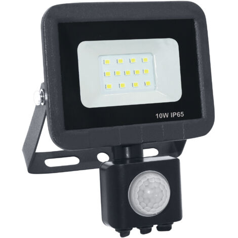 Faro LED 10W con sensore PIR 6500K 120° IP65 nero Polux