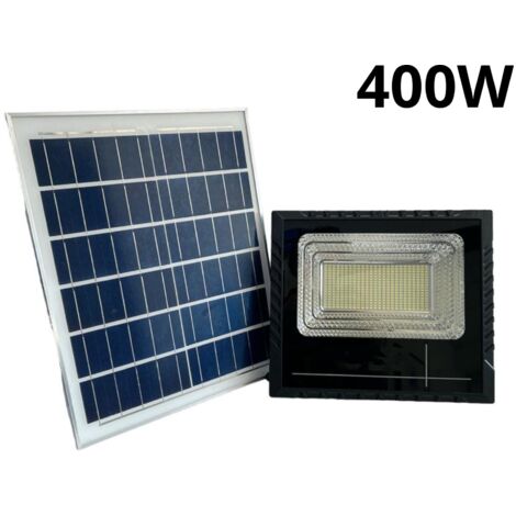 Faro LED 400W con Pannello Solare Luce Fredda Faretto Telecomando Giardino T-400