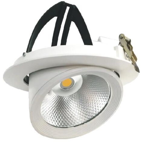 Faro LED COB 40W a incasso rotondo Orientabile 220v F.I.180-185mmLuce Neutra Naturale 4200k