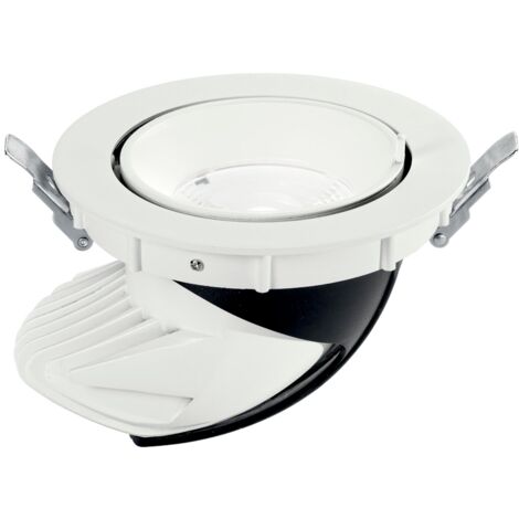 "Faro LED da Faretto ad incasso DELTA in alluminio bianco satinato e riflettore silver 20W 4000K con testa estraibile ed orientabile"