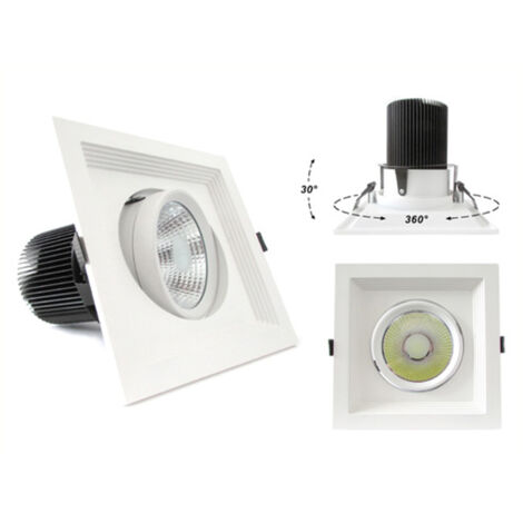 Faro Led Da Incasso COB 30W Bianco Freddo 220V Quadrato Orientabile Con Riflettore