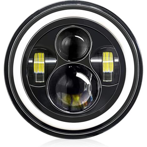 Faro LED de 7" para coche y motocicleta, 4 modos de trabajo, H4 LED, 140 W, 14000 LM, Angel Eyes, blanco 6000 K/ámbar 3000 K, para 9 V-30 V, coche, motocicleta, camión, autobús, SUV, ATV