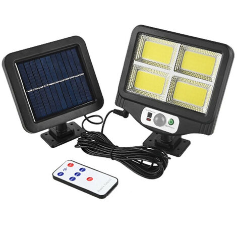 Faro Led Energia Solare 4 Cob Luce Fredda Sensore Movimento Faretto Esterno BK