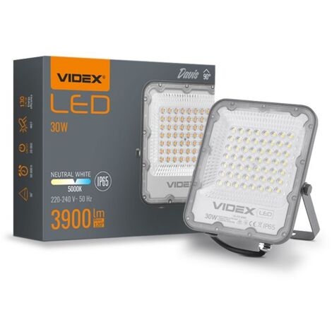 Faro LED esterno 30W 5000K 3900lm IP65 Videx grigio
