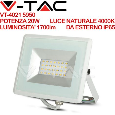 Faro Led Flood Light 20W Carcassa Bianca IP65 Neutro 4000K Super Slim SKU-215950