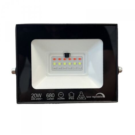 Faro Led Flood Slim RGB Con Telecomando 20W 680 Lumen RGB AC 220V 50Hz Nero IP65