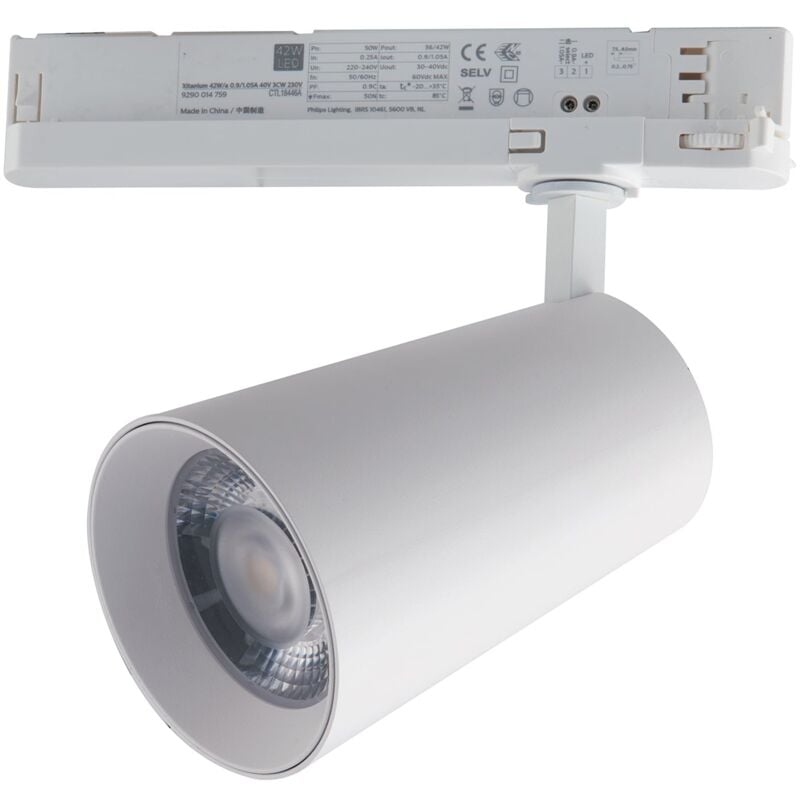 Faro led per binario kone bianco in alluminio 30W