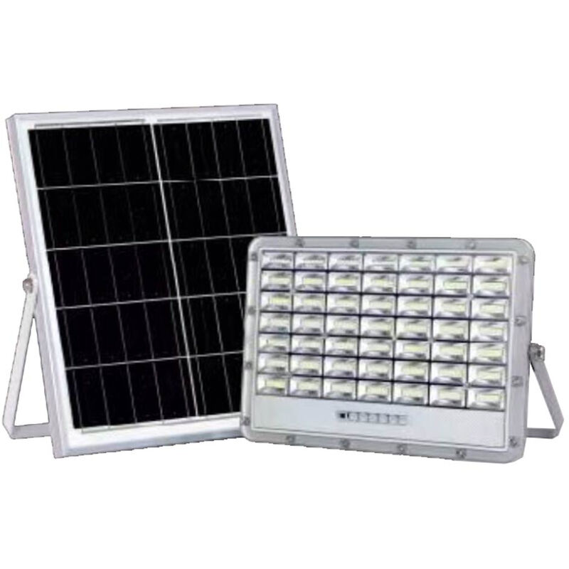 Image of Faro led proiettore con pannello solare 200 watt per esterno luce bianca fredda 6500k con telecomando indicatore di carica